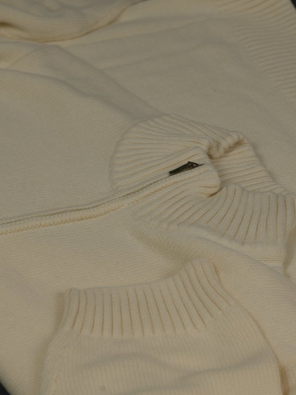 Goodthreads Men's XXL Cream 100% Cotton Ribbed Quarter-Zip Sweater